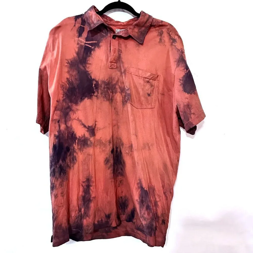 Duluth Tie Dye Brown Blue Orange Tee Shirt Size XL Extra Large Polo Cotton